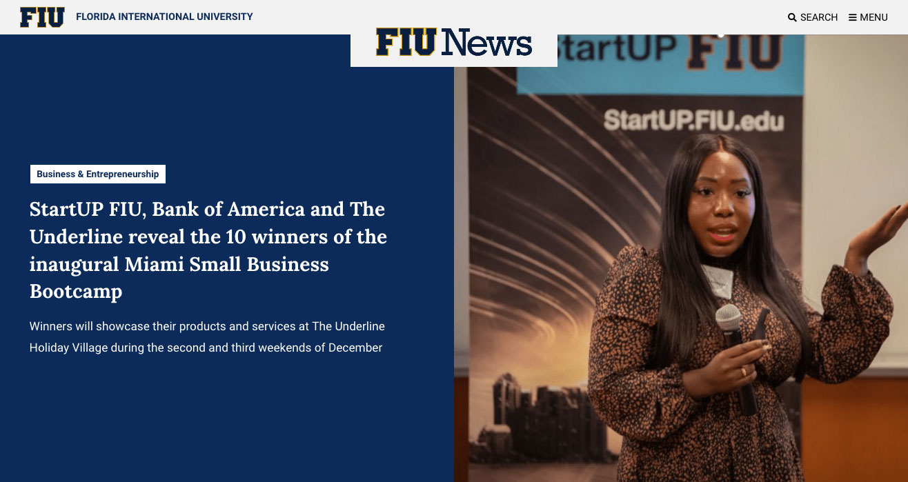Screenshot of FIU News home page